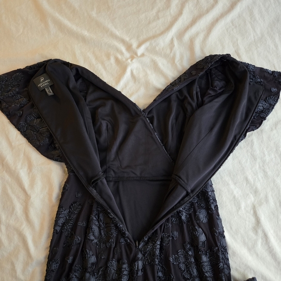 Adrianna Papell Floral Burnout Velvet Long Blouson Gown In Midnight Blue  Boho - Picture 14 of 15